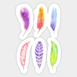 Vibrant watercolor feathers Sticker